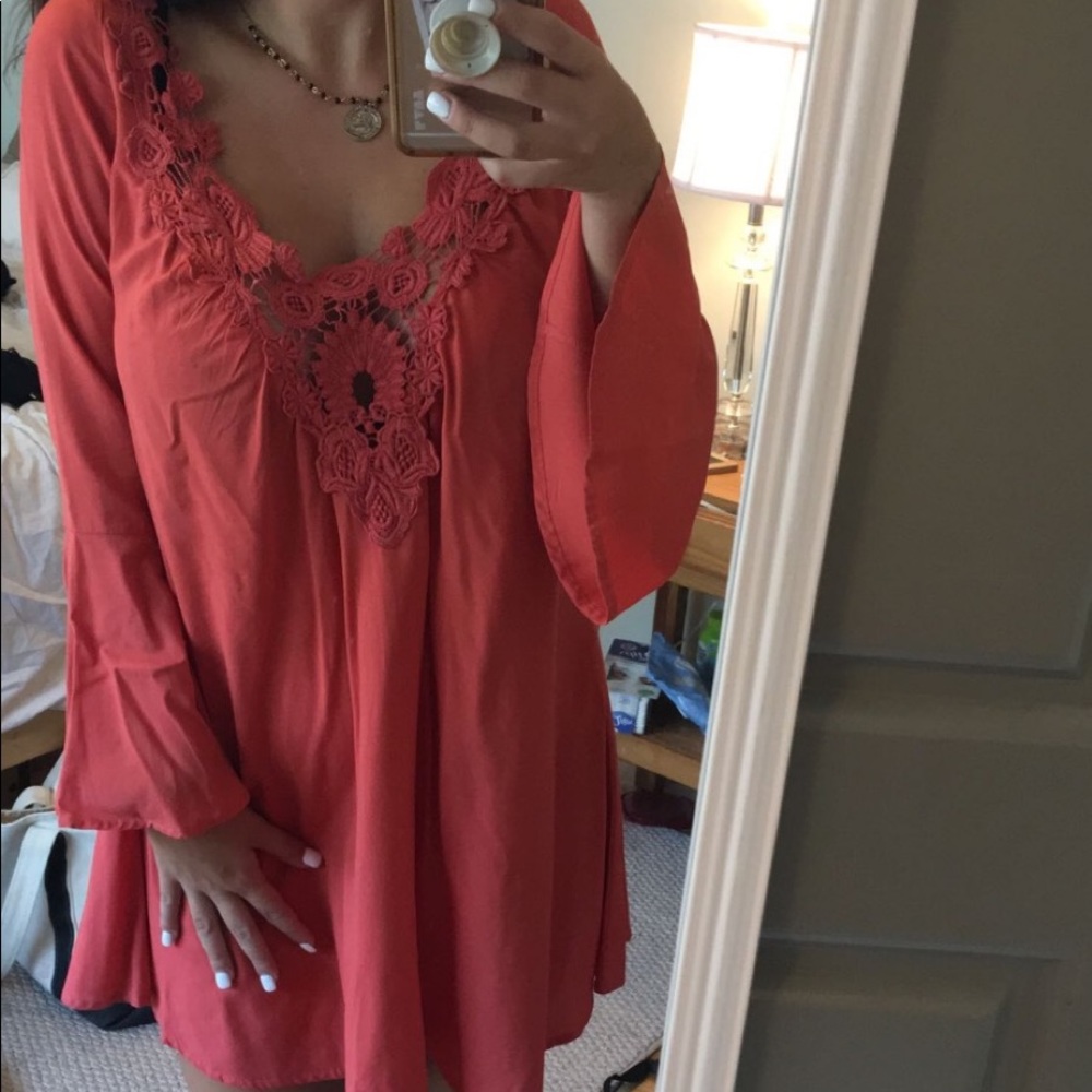 Coral lace dress